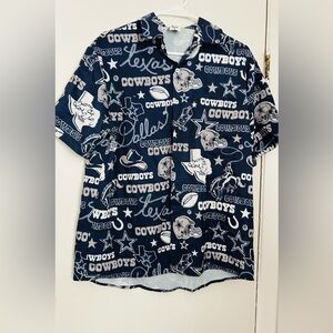 Men's Comfy Dallas Cowboys Printed Lapel Shirt Size M